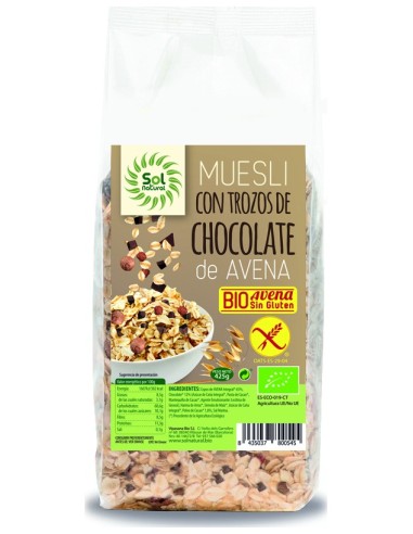 Solnatural Muesli Avena Chocolate Sin Gluten Bio 425 G