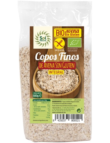 Solnatural Copos Avena S/G Finos Int Bio 500G