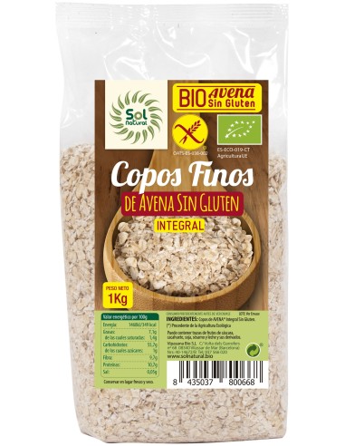 Sol Natural Copos De Avena Finos Sin Gluten Bio 1Kg