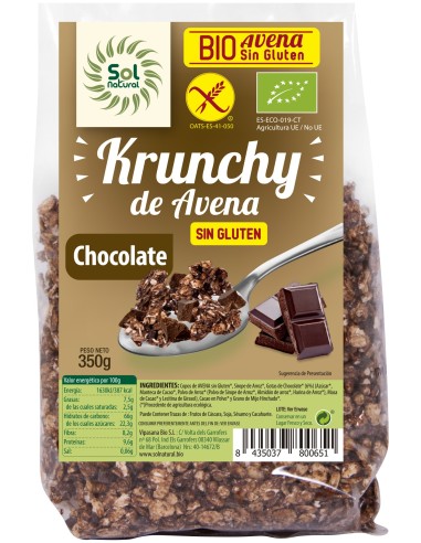 Solnatural Muesli Krunchy Avena Choco S/G 350G