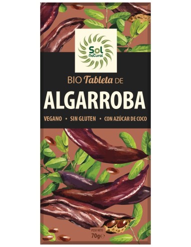 Solnatural Choco Algarroba Bio S/G Vegano 70G