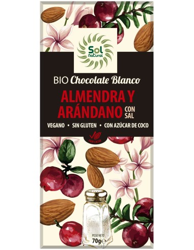 Tableta Choco Blanco Almendra-Arandano Bio 70 G