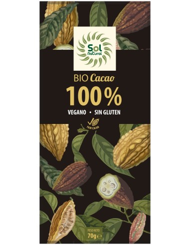 Solnatural Choco Cacao Puro 100% Bio S/G 70G