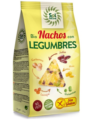 Sol Natural  Nachos Con Legumbres Sin Gluten 80G