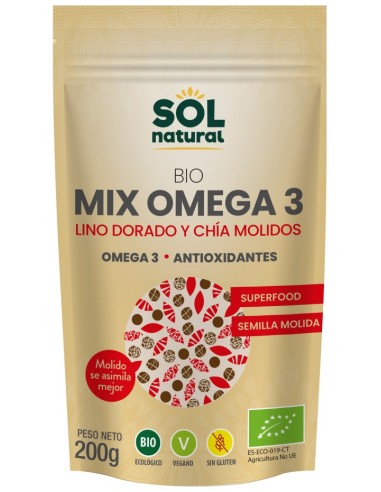 Solnatural Mix Omega 3 Lino Chía Molida Bio 200G