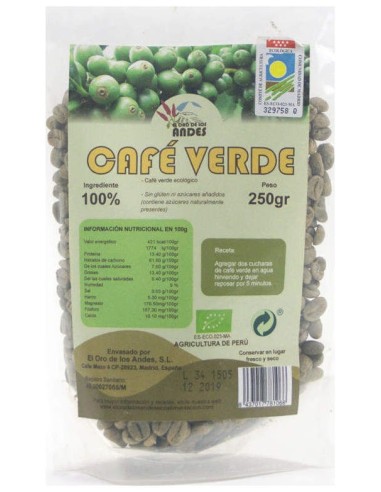 Oro De Los Andes Cafe Verde Gano 250G