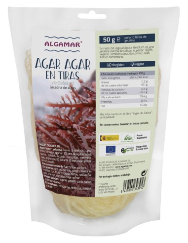 Algamar Agar Agar En Tiras 50G