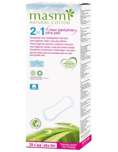 Masmi 2En1 Protegeslips Maxi Plus-Compresa Ultrafina Puro Algodo