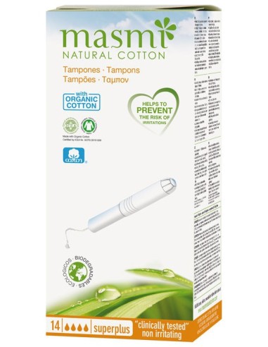 Masmi Tampones Con Aplicador Biodegradable Super Plus 14Uds