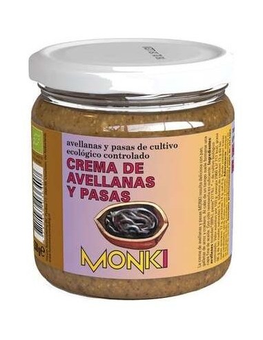 Crema De Avellanas Y Pasas Monki 330 G Bio