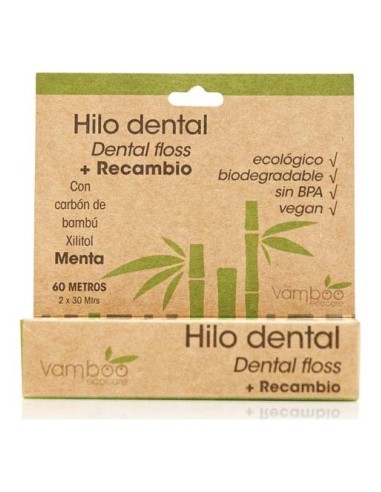 Vamboo Hilo Dental Menta + Carbon Bambu + Xilitol 30M