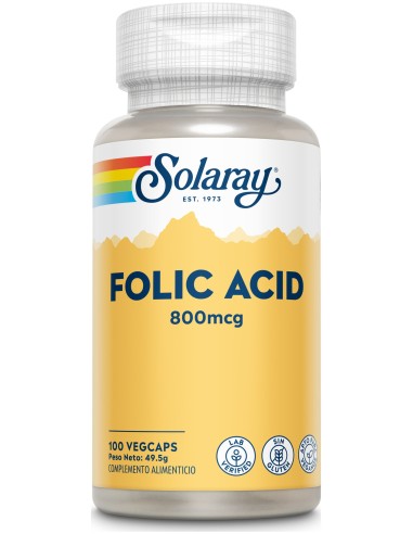 Solaray Ácido Fólico 800Mg 100Cáps