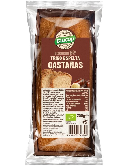 Bizcocho Castañas Trigo Espelta Biocop 250 G