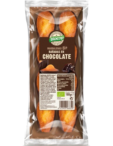 Biocop Magdalenas Bañadas En Chocolate Bio 180G