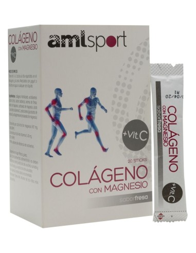 Amlsport Colágeno Con Magnesio + Vit. C Fresa 20 Sticks