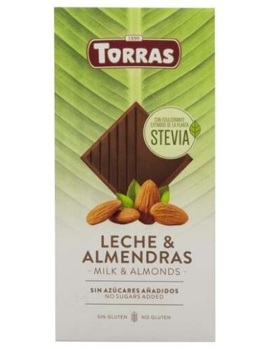 Torras Choco Leche Almendras C/Stevia 125G