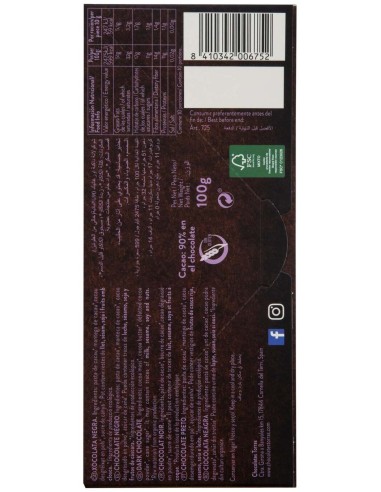 Chocolate Negro 90 % Cacao Criollo Forastero 100 G