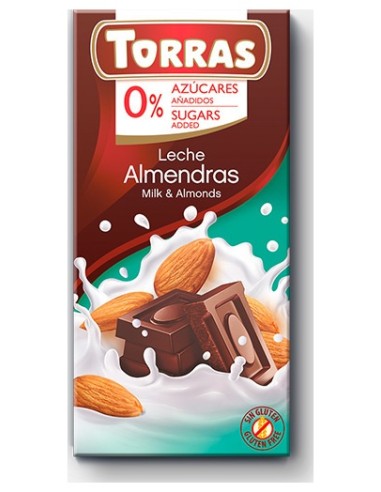 Torras Choco Leche Almendras S/G/A 75G