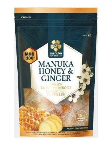 Manuka New Zealand Caramelos Jengibre & Isomalt Bio 120G