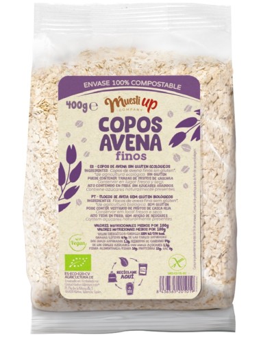 The Muesli Up Copos Avena Finos Sin Gluten Bio 400G