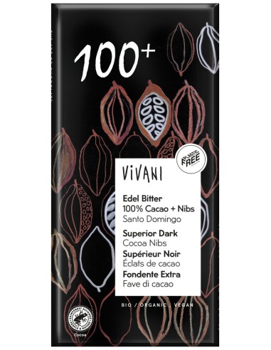 Chocolate Negro 100% Con Nibs Cacao Bio 80 G