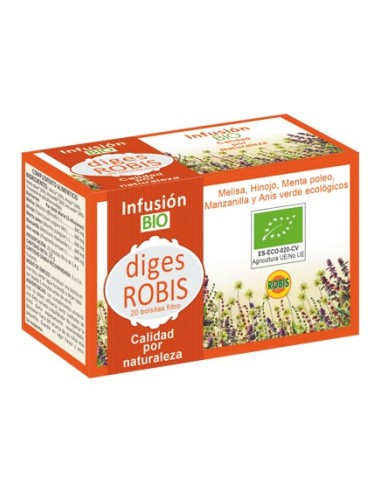 Robis Diges Infusión Bio De Melisa, Hinojo, Menta Poleo, Manzanilla Y Anís Verde 20 Uds