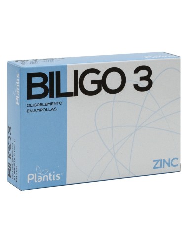 Biligo 3 Zinc Oligoelemento 20 Ampollas X 2 Ml