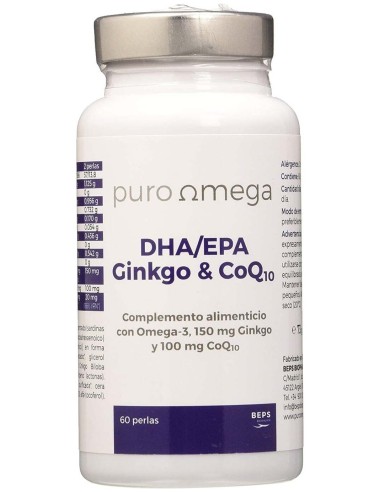 Puro Omega Dha Epa Ginkgo & Coq10 60 Perlas