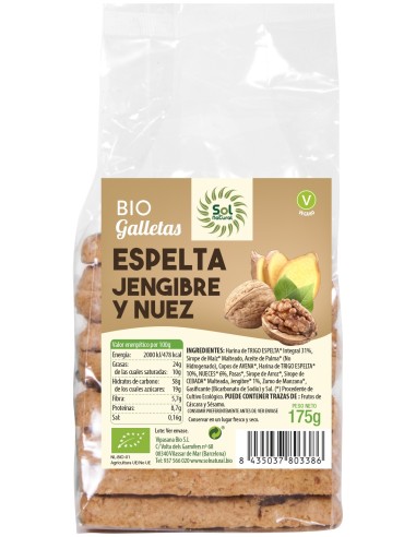 Solnatural Gall. Espelta Jengib Nuece Bio 175G