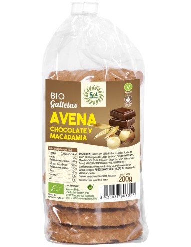 Sol Natural Galletas Avena Chocolate Y Macadamia Bio 200G