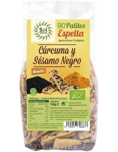 Solnatural Palitos Espelta Curcuma Sesamo 150G