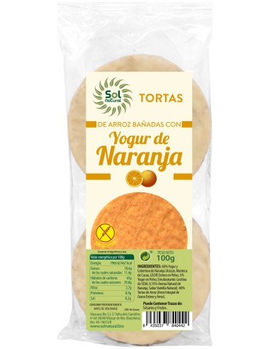 Solnatural Tort. Arroz Yogurt Naranja 100G