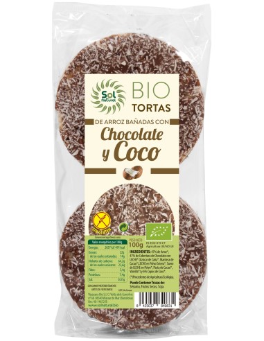 Sol Natural Tortas De Arroz Chocolate Y Coco Bio 100G