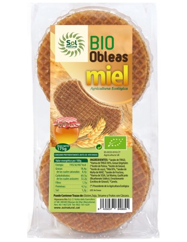 Solnatural Oblea Con Miel Bio 175G