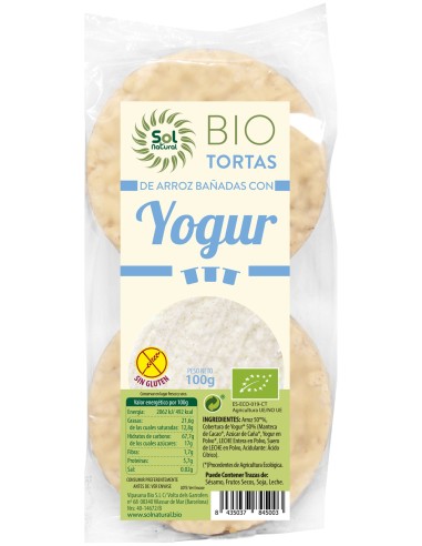 Solnatural Tort. Arroz Yogur Nat Bio S/G 100G