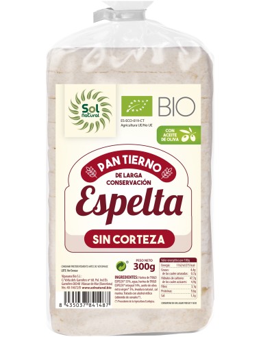 Pan Tierno De Espelta Sin Corteza Bio 300 G