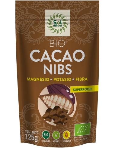 Solnatural Cacao Nibs Crudo Raw Bio 150G