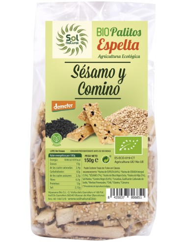 Solnatural Palitos Espelta Sesamo Comino 150G