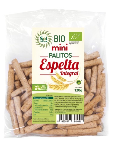 Solnatural Palitos Espelta Int Mini Bio 120G