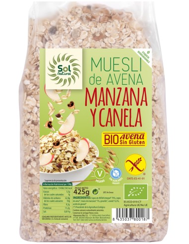 Muesli Avena Manzana-Canela S/G Bio 425 G