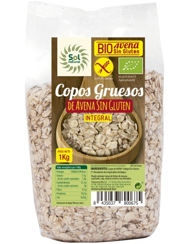 Sol Natural Copos Avena Grueso Sin Gluten Familiar Bio 1Kg