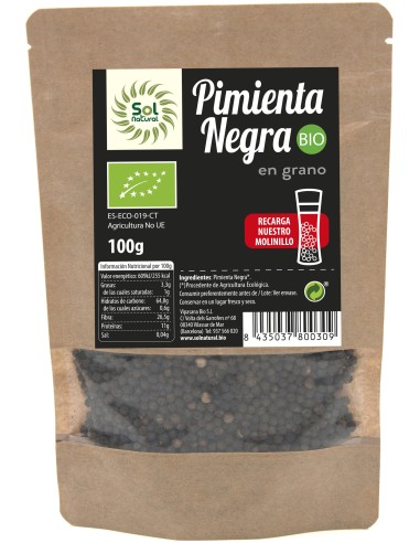 Sol Natural Pimienta Nega En Grano Bio 100G