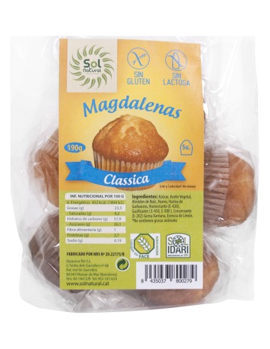 Magdalenas S/Gluten Clasica 5/U 190 G