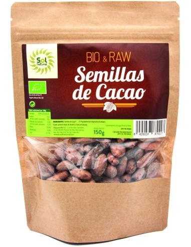 Solnatural Cacao Semillas Crudas Raw Bio 150G