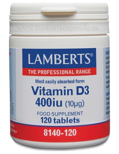 Vitamina D3 400 Ui (10 Mcg) 120 Tabletas