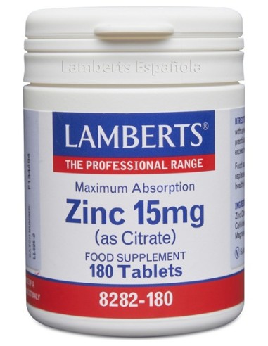 Lamberts Zinc 15Mg 180 Comprimidos