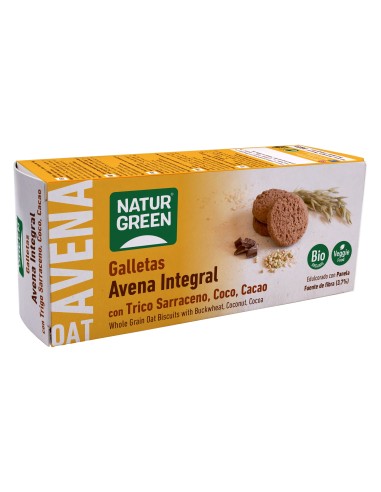 Naturgreen Galleta Avena Integral Trigo Sarraceno_ Coco_ Cacao 140G