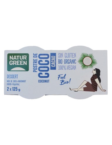 Naturgreen Postre Ecológico De Coco Y  Cacao 2X125G